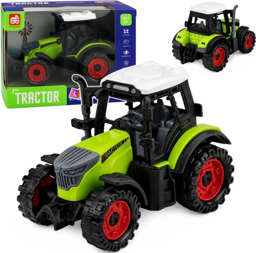 Green farm tractor with friction drive 15 cm - 1 piece