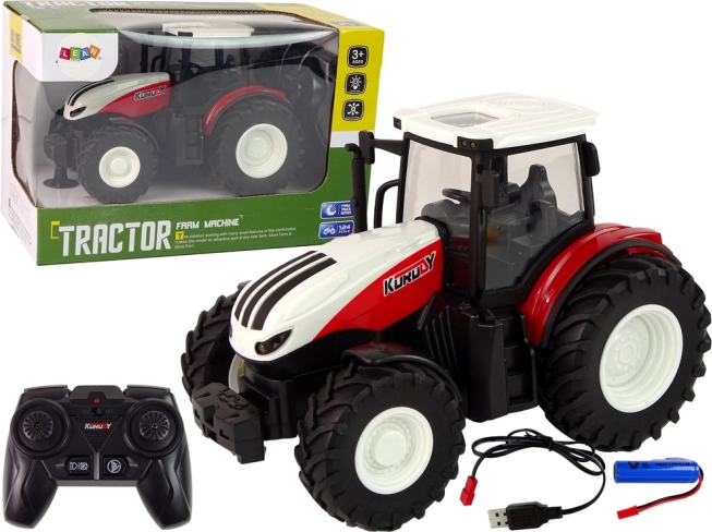 Kaugjuhitav traktor 1:24 punase-valge Farm