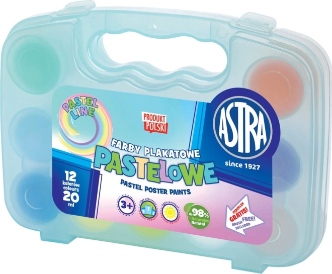 ASTRA pastelsed temperavärvid 12×20 ml plastkohvris (sinine)