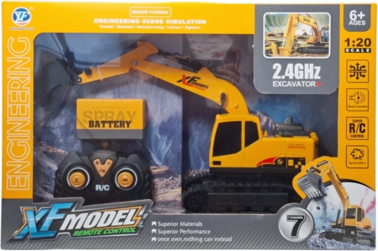 Remote-Controlled Tracked Excavator with Steam Effect and Charger