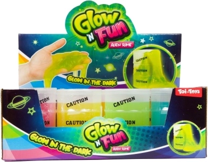 Glow-in-the-dark slime in a barrel