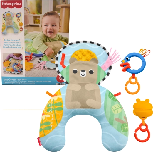 Fisher-Price sensory pillow for babies with discovery toys