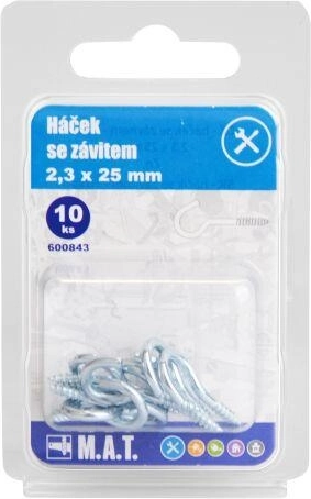 Keermestatud konks 25 × 2,3 mm, tsingitud (10 tk)