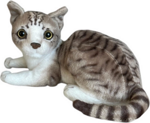 Plush Lying Cat white-grey 30 cm DUBI