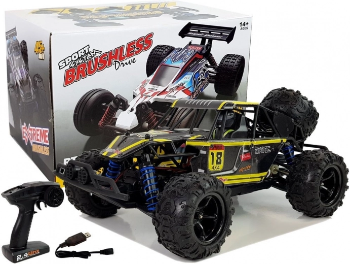 Maastiku RC buggy 1:18 kollane 4x4 kuni 45 km/h