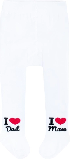 Cotton tights New Baby white I Love Mum and Dad