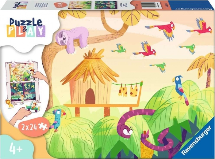 Ravensburger Puzzle & Play: seiklus džunglis 2×24 tükki