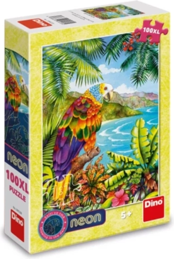 Glowing puzzle parrot in the jungle XL 100 pieces