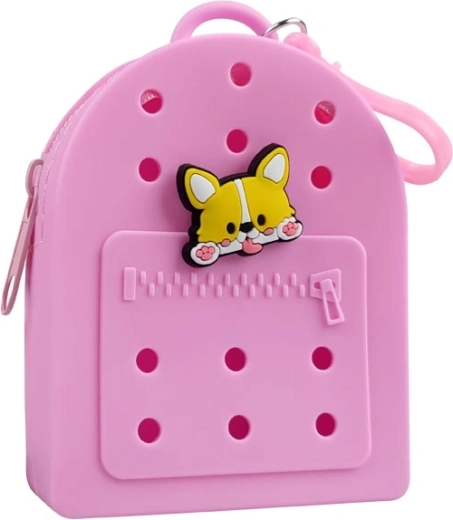 Gifty roosa silikoonist rahakott dekoratiivse märgiga