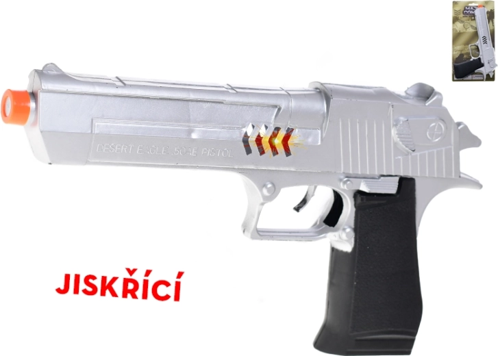 Sädemeid tekitav hooratta mehhanismiga laste püstol 26 cm