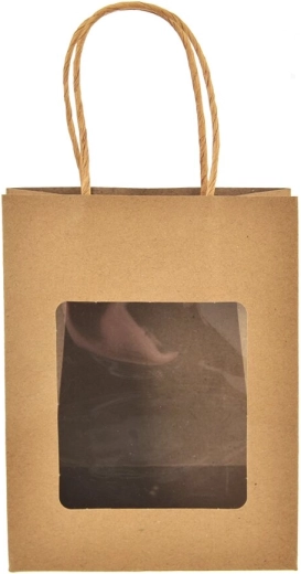 Nature paper gift bag with window 14 × 7 × 18 cm