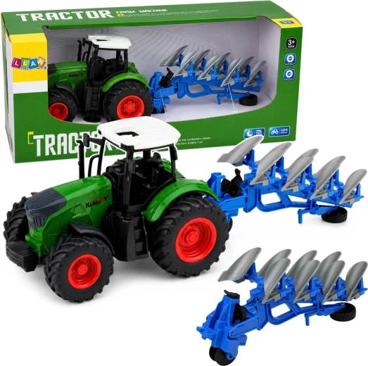 Põllutraktor mitmeadrase sahaga 1:24, kummiratastega