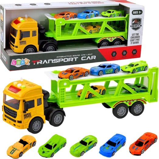 Green transport tow set with cars with lights and sounds