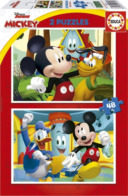 Puzzle EDUCA Mickey Mouse – Lõbustuspark 2×48 tükki