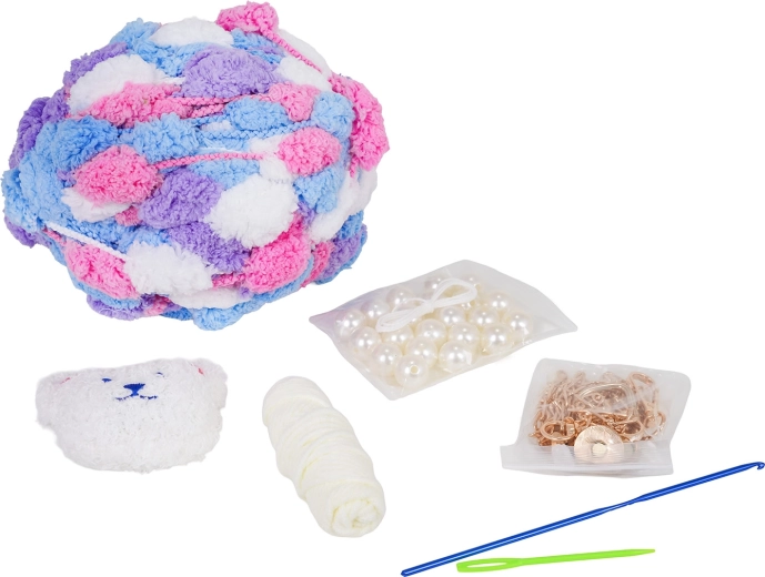 Everything in one box: yarn, needles, accessories, and decor