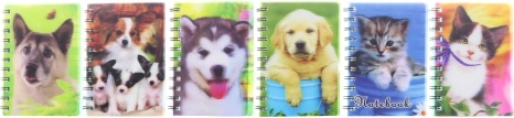 A6 Notebook with 3D Dogs and Cats Motif