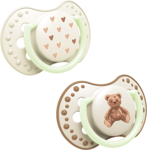 Dünaamiline helendav silikoonlutt LOVI Teddy love 18m+ (2 tk)