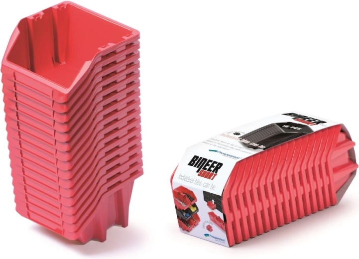 16 tk BINEER Short hoiukastide komplekt 234 × 77 × 92 mm – punane