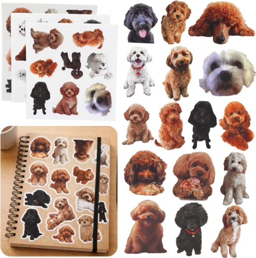 Poodle Stickers – Set of 54, Realistic Dog Designs