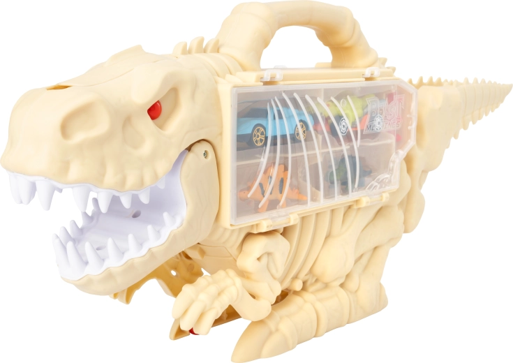 Tulistav dinosaurus autodega 47 cm – kaasaskantav kohver ja rada