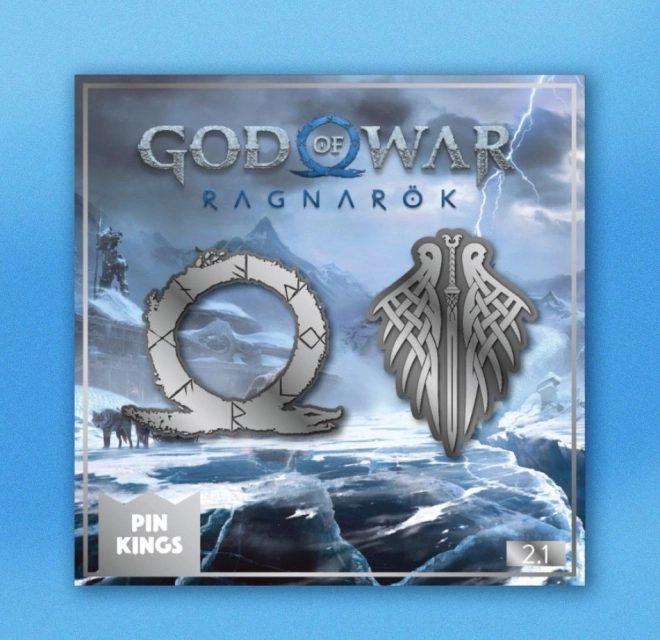 God of War Ragnarok märgid – 2 metallmärgi komplekt