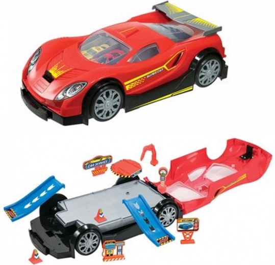 Kokkuvolditav autoservise mängukomplekt autodega 32 cm