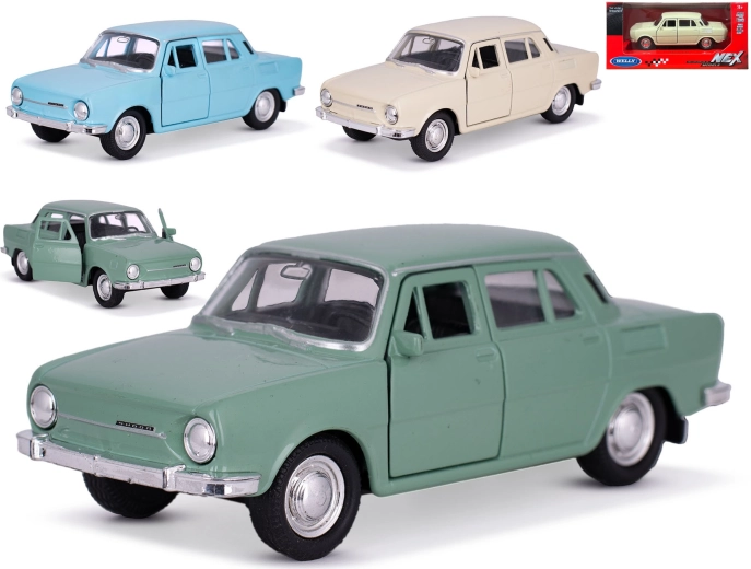 Škoda 100 Welly 1:34–1:39 metallist automudeli (tagasitõmbemehhanismiga)