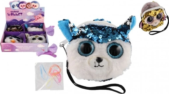 Girl's Cloth Wallet with Animal and Flitter Hair Accessories