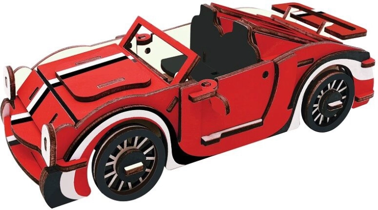 Wooden 3D puzzle Red Convertible for children