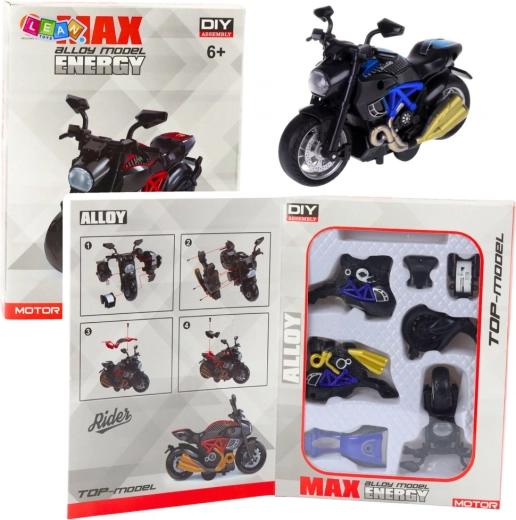Metal motorcycle to assemble 1:14 – blue DIY model