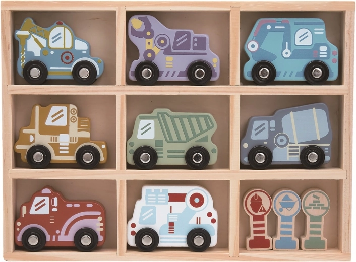 2Kids Toys puidust autode komplekt riiuliga