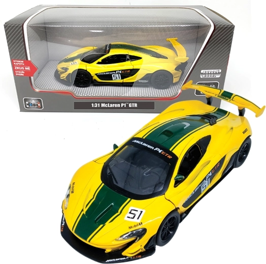 Metallist auto mudel McLaren P1 GTR 1:31 tulede ja helidega