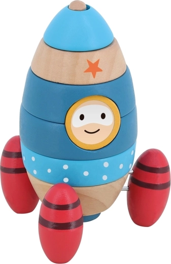 Vilac wooden stacking tower rocket with a surprise