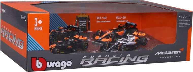 Bburago 1:43 race formula f1 4-pack – mclaren f1 team mcl38 (2024) lando norris ja oscar piastri