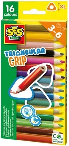 SES chunky triangular pencils with ergonomic grip (16 pcs)