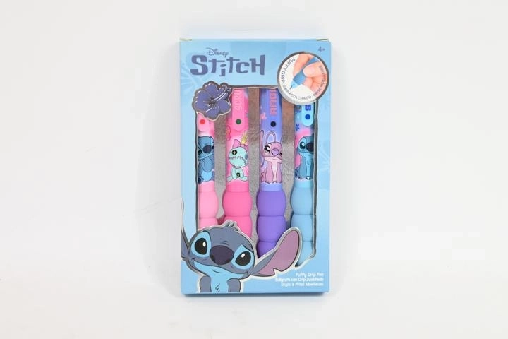 Disney Stitch set of 4 pastel pens with a soft fluffy grip