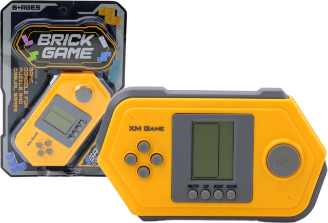 Elektrooniline taskukonsool Tetris Brick Game – hall‑kollane
