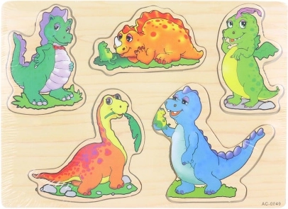 Puidust kujundisobitaja dinosaurustega