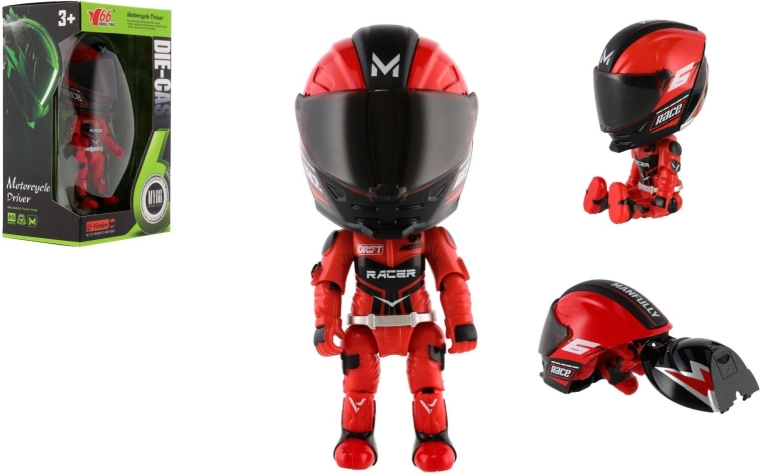 Painduv motorratturi figuur 12 cm, eemaldatava kiivriga