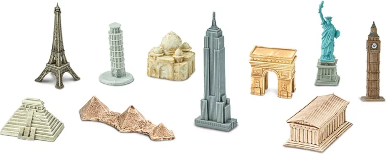 Safari Ltd. reis ümber maailma – miniatuursete vaatamisväärsuste replika komplekt (48 tk)