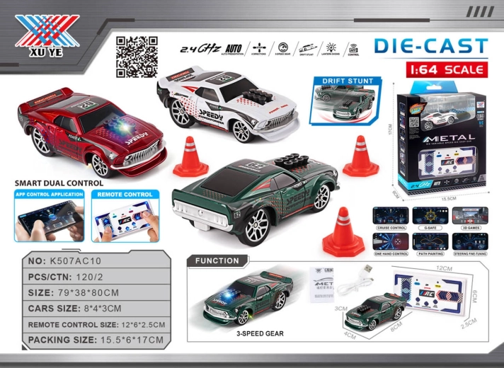 Driftiv RC-auto 1:64 Speedy koos tarvikutega – 1 tk