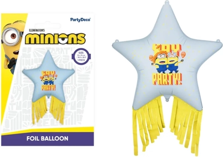 Fooliumõhupall täht Minionid tuttidega 72 × 72 cm - 1 tk