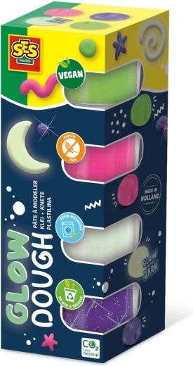 SES Creative helendav voolimismass Glow Dough 4 × 90 g