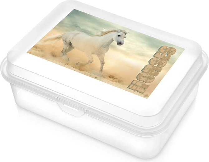 Transparent snack box with horse motif 750 ml