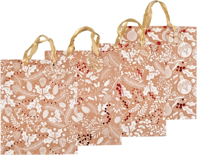 Jõuluteemaline paberist kinkekott reljeefse mustriga 26 × 10 × 32 cm (4 varianti)