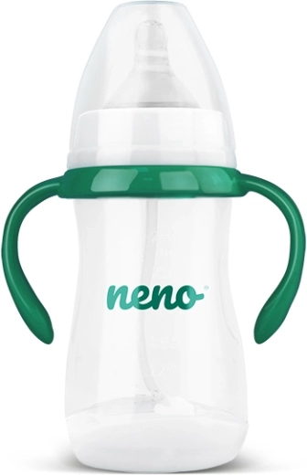Neno infant anti-colic bottle 240 ml, 3m+ with straw and handles