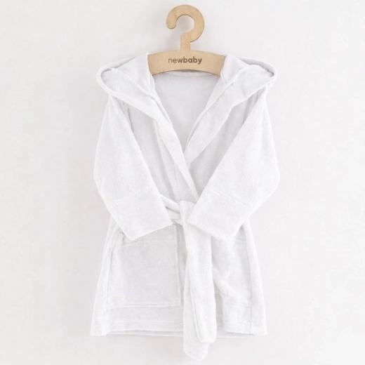 Laste froteehommikumantel kapuutsiga NEW BABY, valge, suurus 104/110