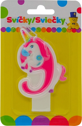 Birthday candle with unicorn – number 9