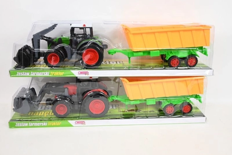 Laste traktor esilaaduri kopa ja haagisega