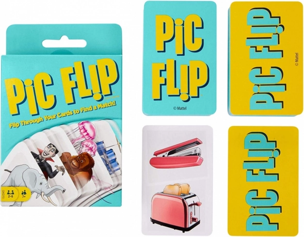Logical card game pic flip for kids 7+ – associations and fast pair matching
